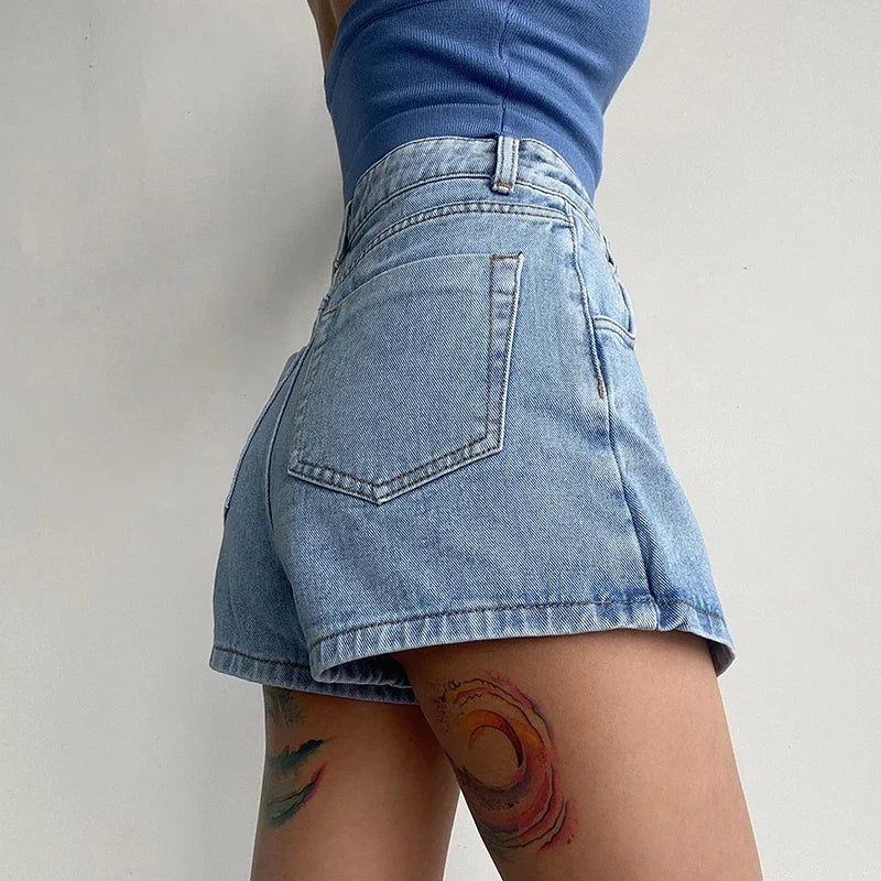 Sable - Women's Asymmetrical Denim Mini Skirt