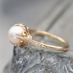 Sable - Women's Elegant Pearl and Diamond Accent Ring