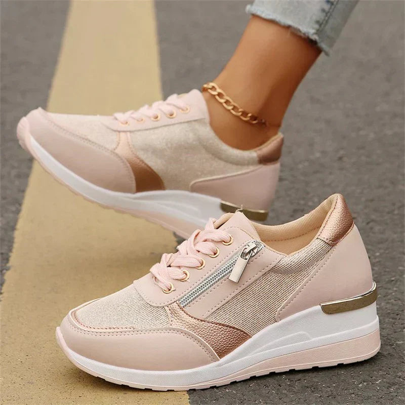 Selene | Women's Elegant Platform Sneakers with Zipper Detail