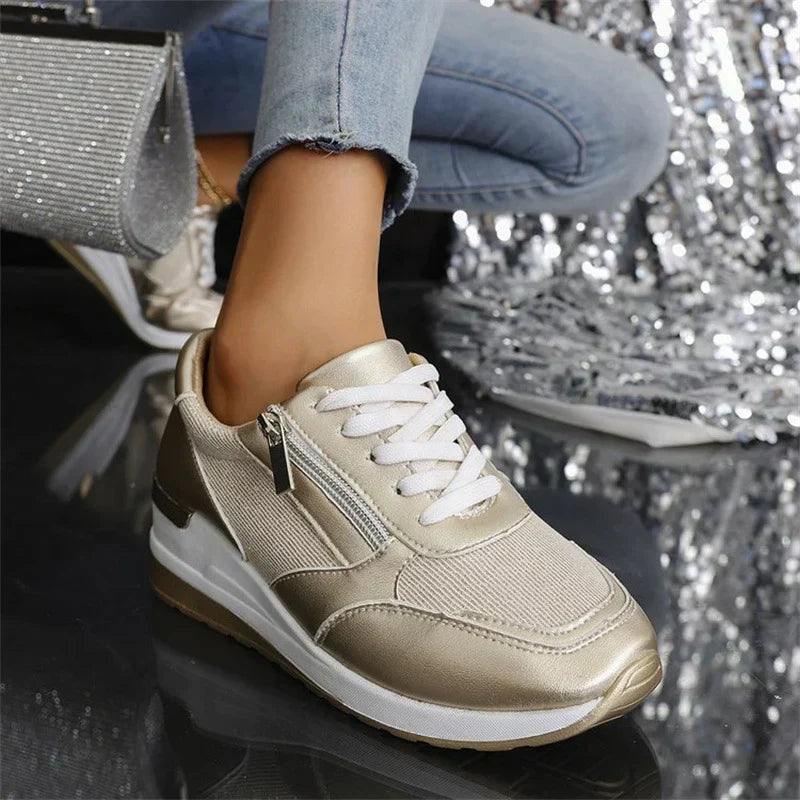 Selene | Women's Elegant Platform Sneakers with Zipper Detail