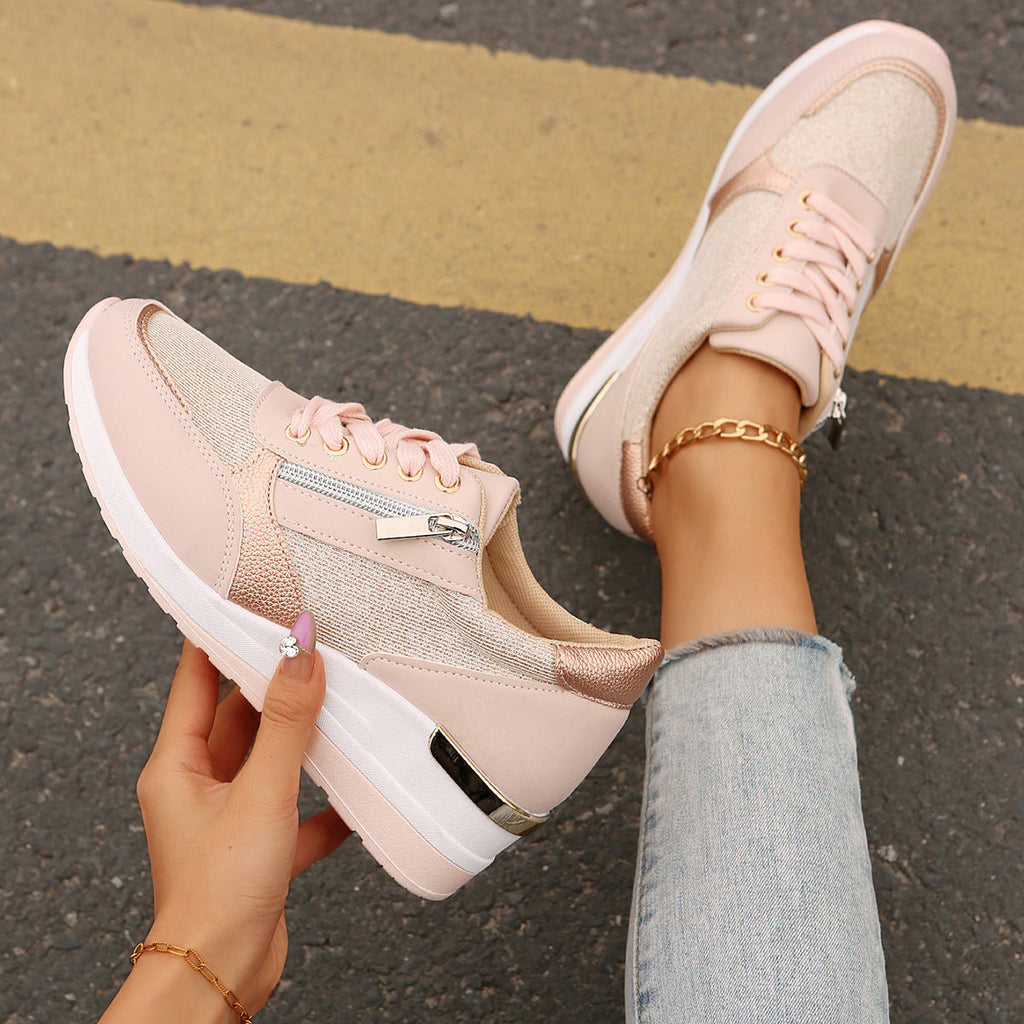 Selene | Women's Elegant Platform Sneakers with Zipper Detail