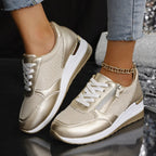 Selene | Women's Elegant Platform Sneakers with Zipper Detail