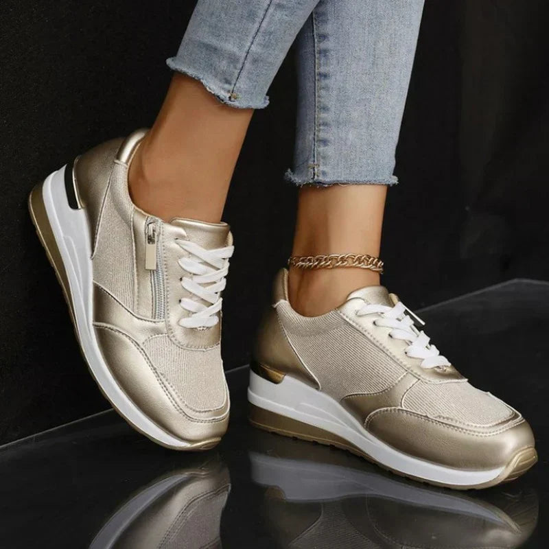 Selene | Women's Elegant Platform Sneakers with Zipper Detail