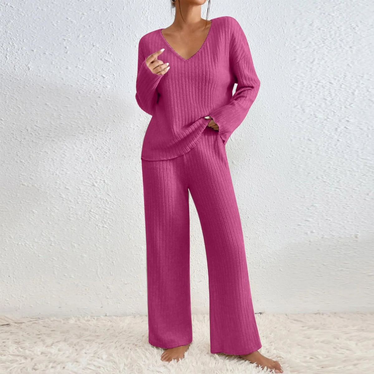 Seraphina - Women's Cozy Ribbed Knit Lounge Set