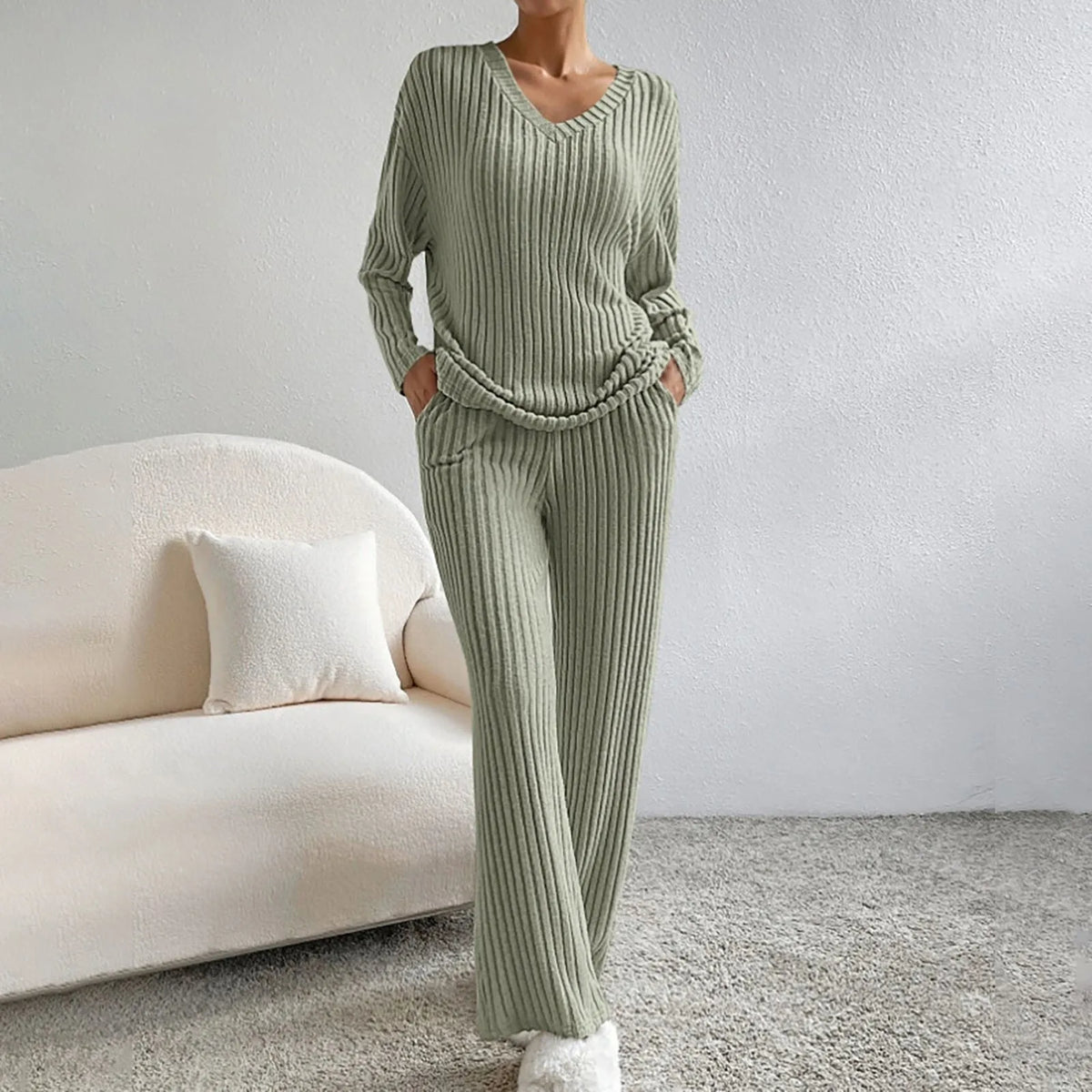 Seraphina - Women's Cozy Ribbed Knit Lounge Set