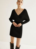 Sienna - Women's Elegant Sweater Dress with Ribbed Detail