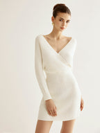 Sienna - Women's Elegant Sweater Dress with Ribbed Detail