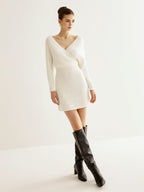 Sienna - Women's Elegant Sweater Dress with Ribbed Detail