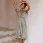 Sienna | Women's Elegant Tie-Front Midi Dress
