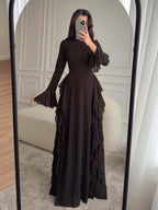 Solene | Women's Elegant Long Sleeve Ruffle Maxi Dress