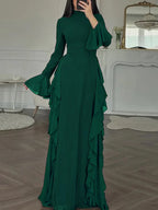 Solene | Women's Elegant Long Sleeve Ruffle Maxi Dress