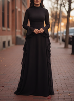 Solene | Women's Elegant Long Sleeve Ruffle Maxi Dress