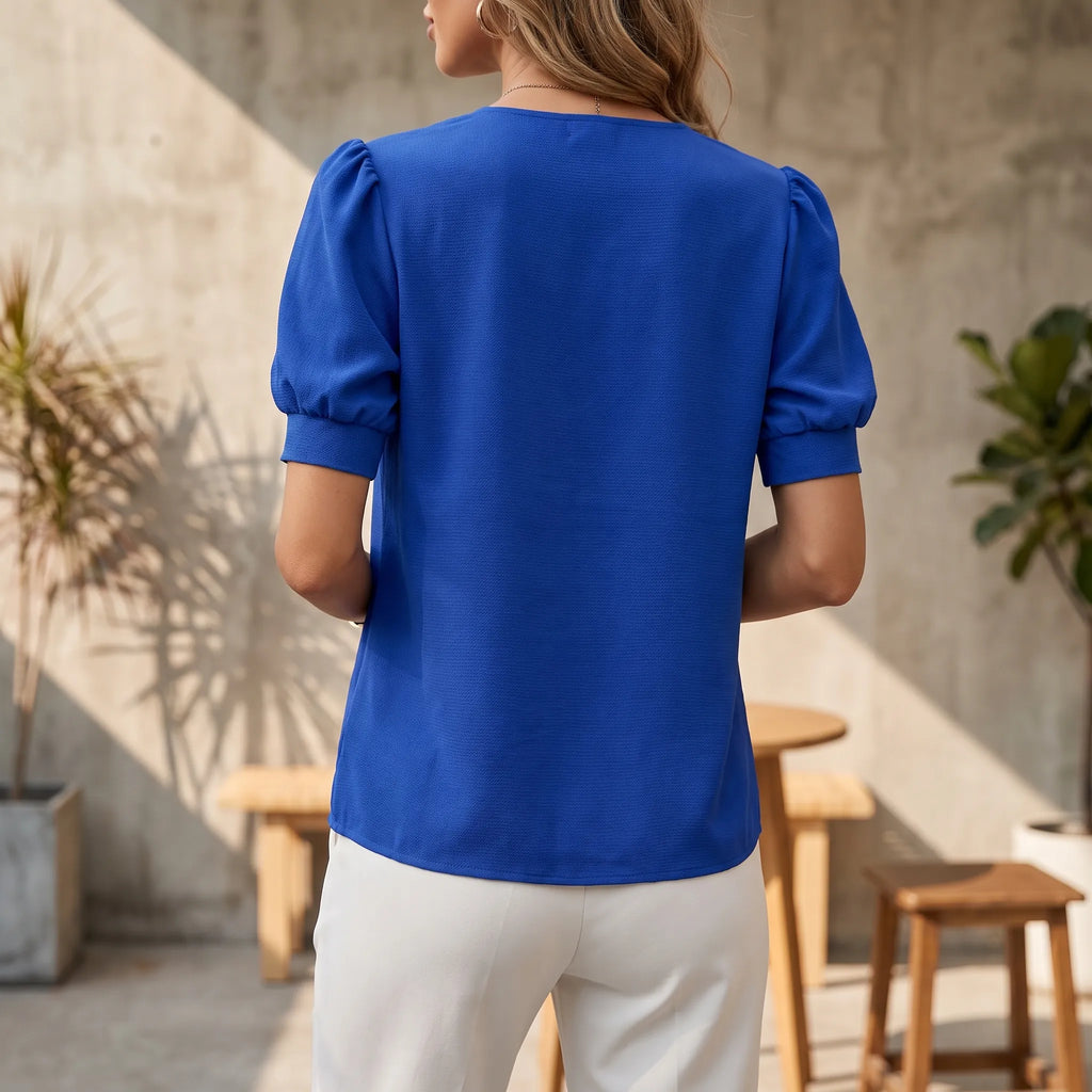 Solina - V-Neck Short Sleeve Blouse