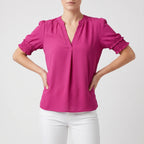 Solina - V-Neck Short Sleeve Blouse
