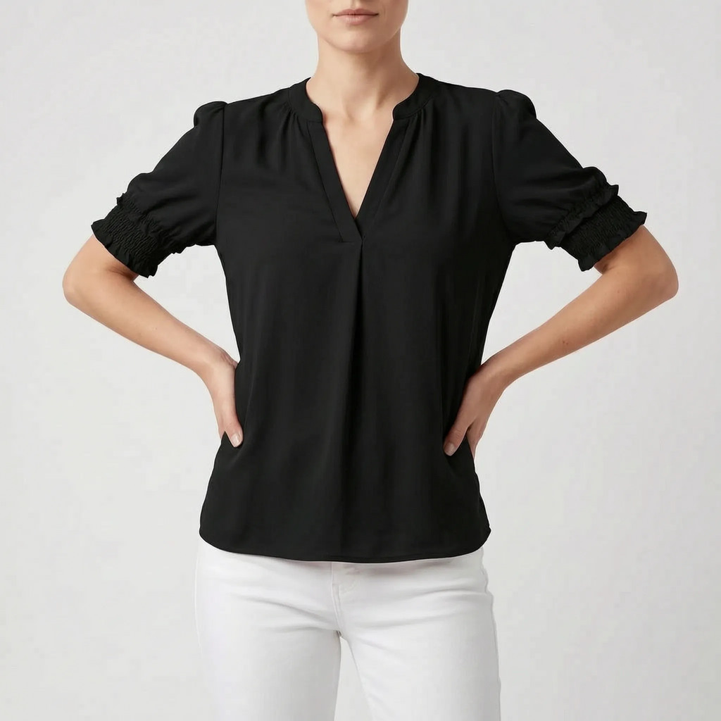 Solina - V-Neck Short Sleeve Blouse