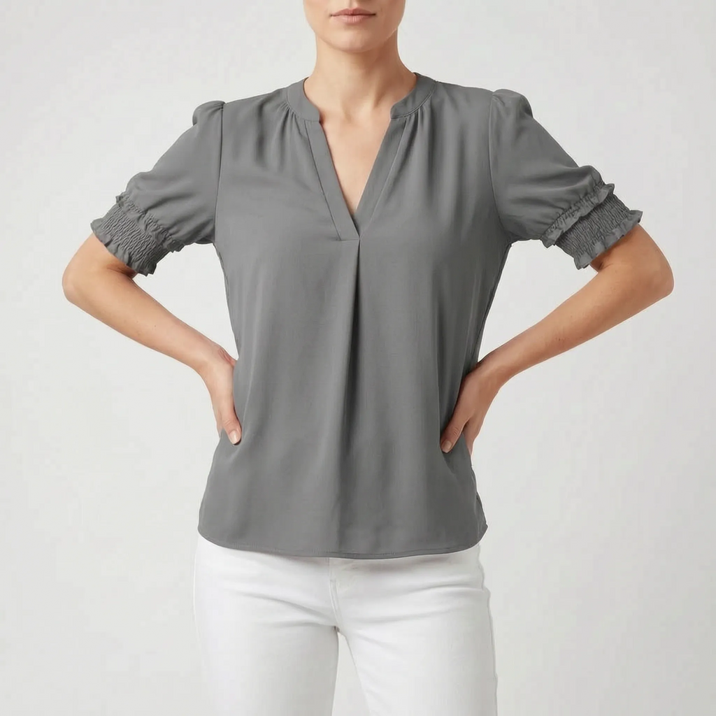 Solina - V-Neck Short Sleeve Blouse