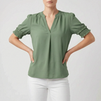 Solina - V-Neck Short Sleeve Blouse