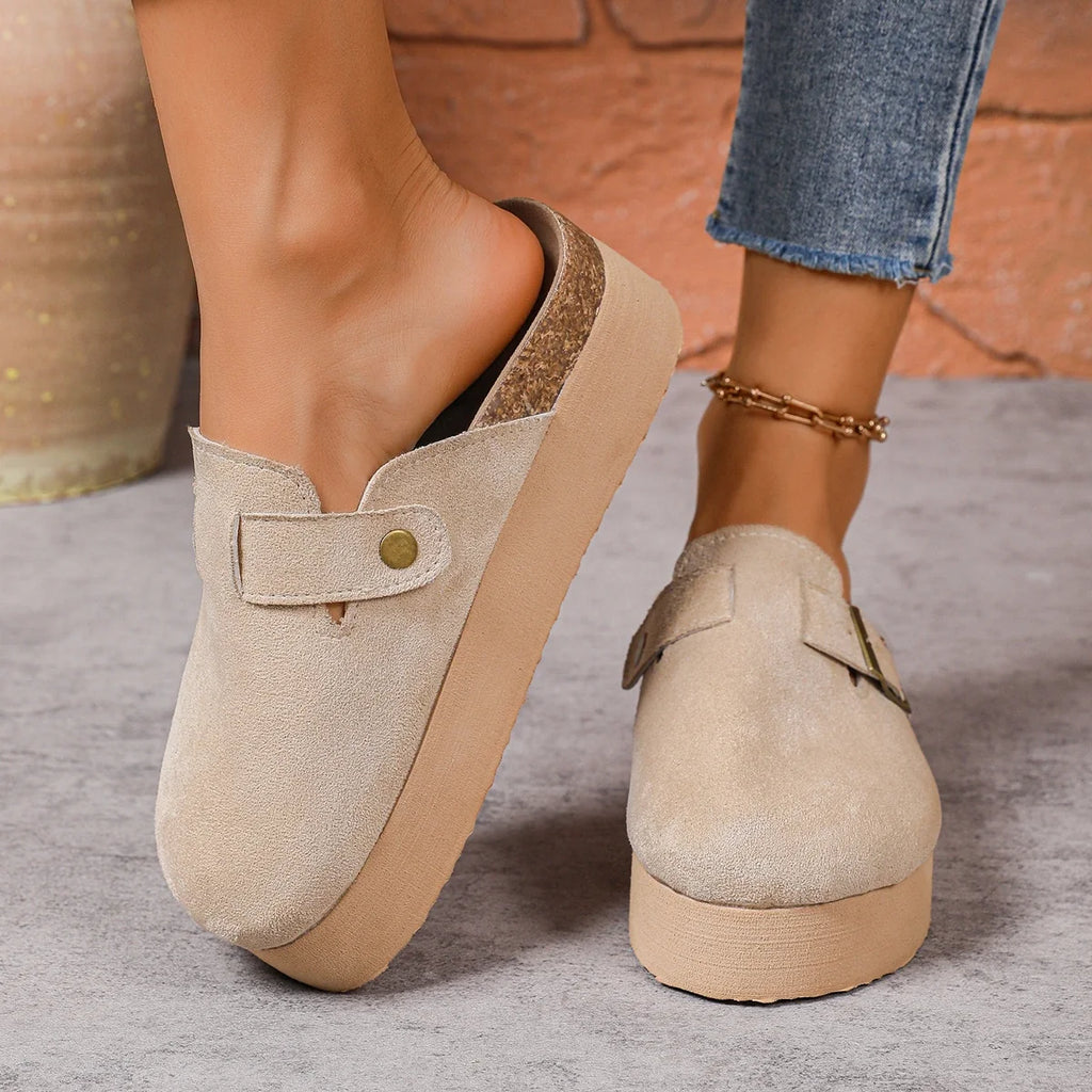 Sutton | Women's Cozy Platform Clogs with Buckle Detail
