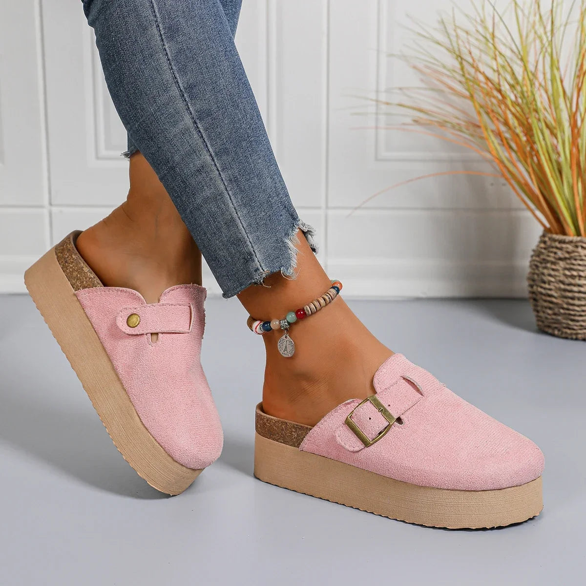 Sutton | Women's Cozy Platform Clogs with Buckle Detail