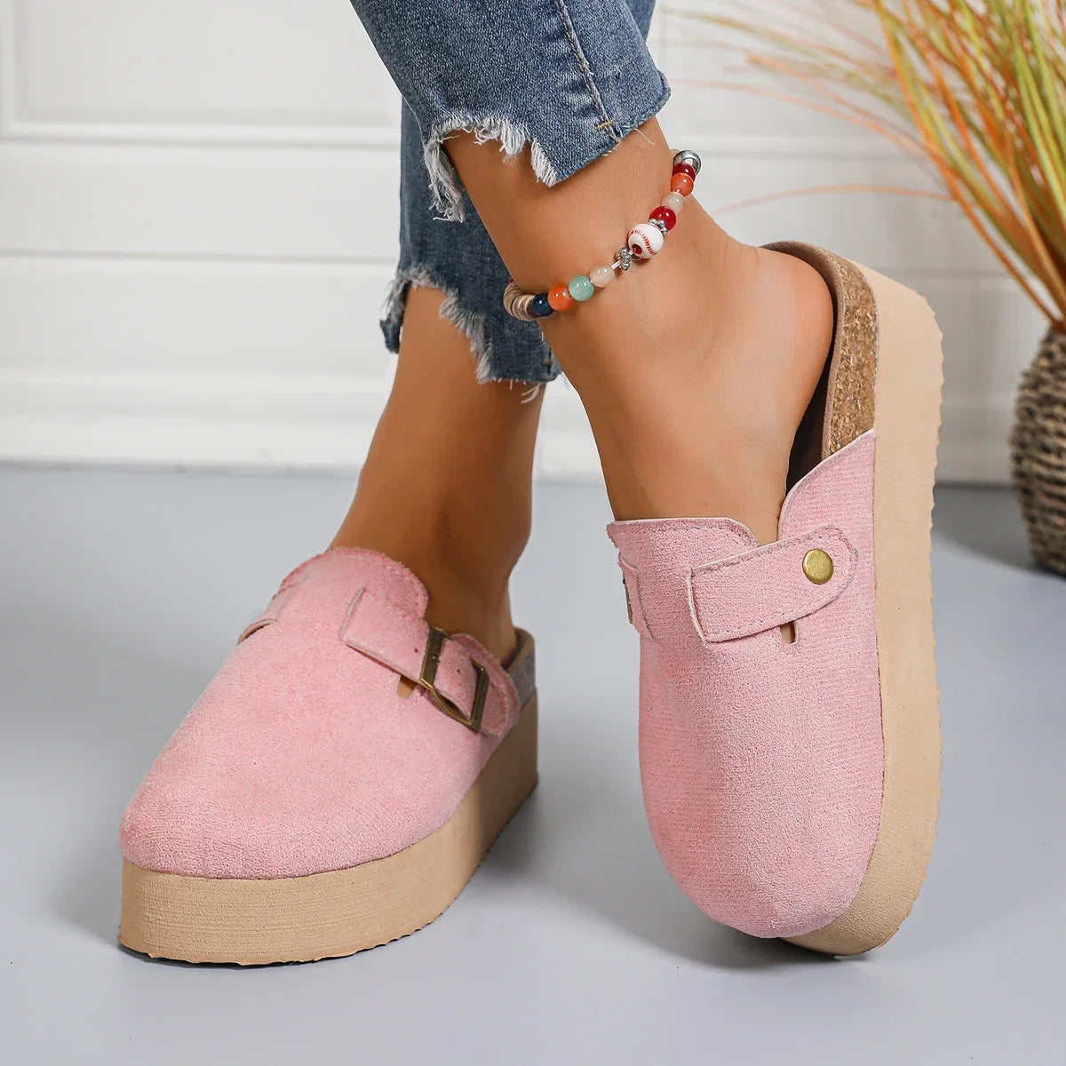 Sutton | Women's Cozy Platform Clogs with Buckle Detail