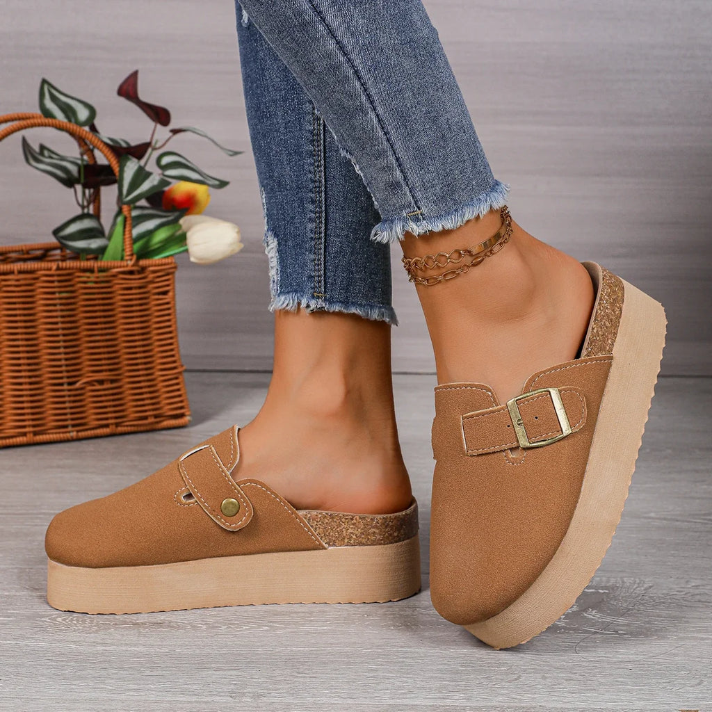 Sutton | Women's Cozy Platform Clogs with Buckle Detail