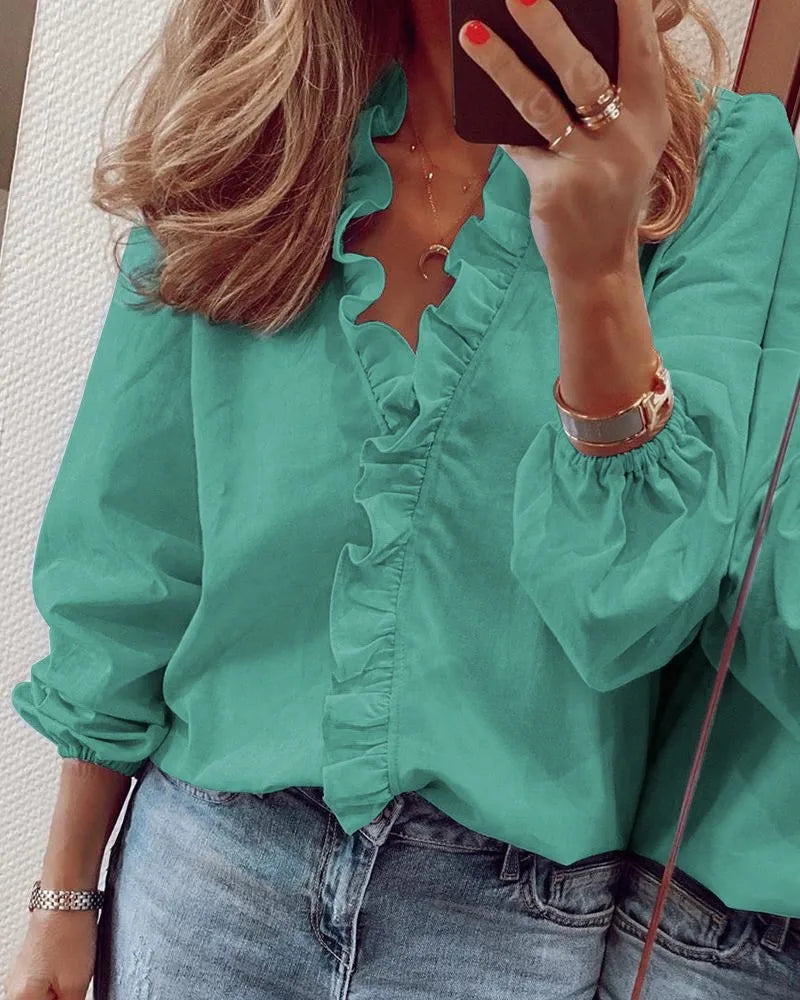 Sutton | Women's Ruffle Collar Tunic Blouse