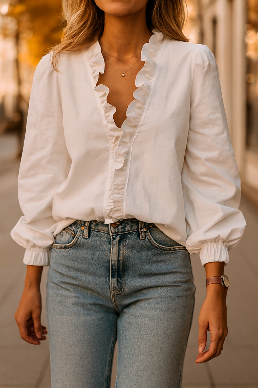 Sutton | Women's Ruffle Collar Tunic Blouse