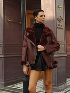 Talia - Women's Chic Fleece Jacket with Buckle Detail