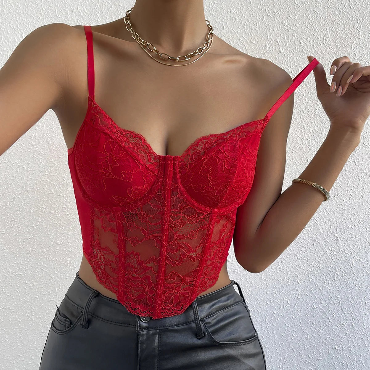 Talia | Women's Lace Corset Top with Strappy Design