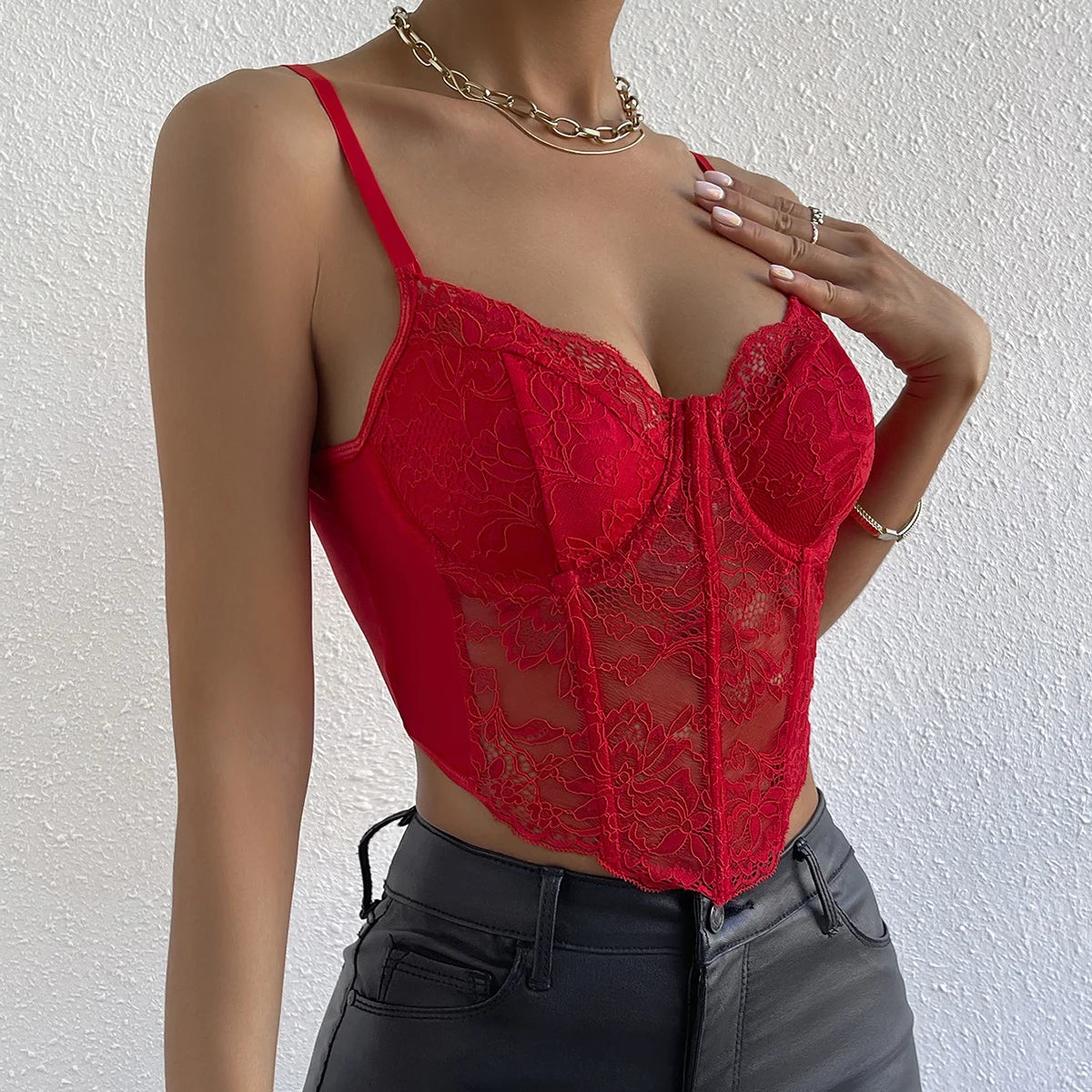 Talia | Women's Lace Corset Top with Strappy Design