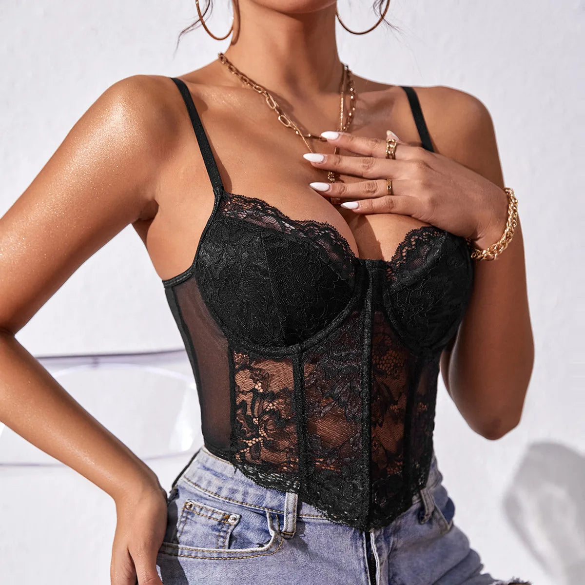 Talia | Women's Lace Corset Top with Strappy Design