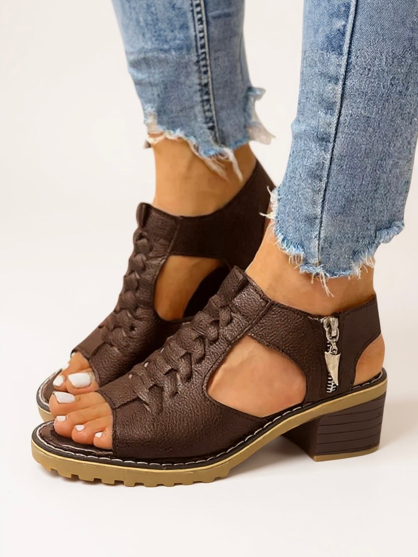 Talia | Women's Stylish Heeled Sandals with Side Zip
