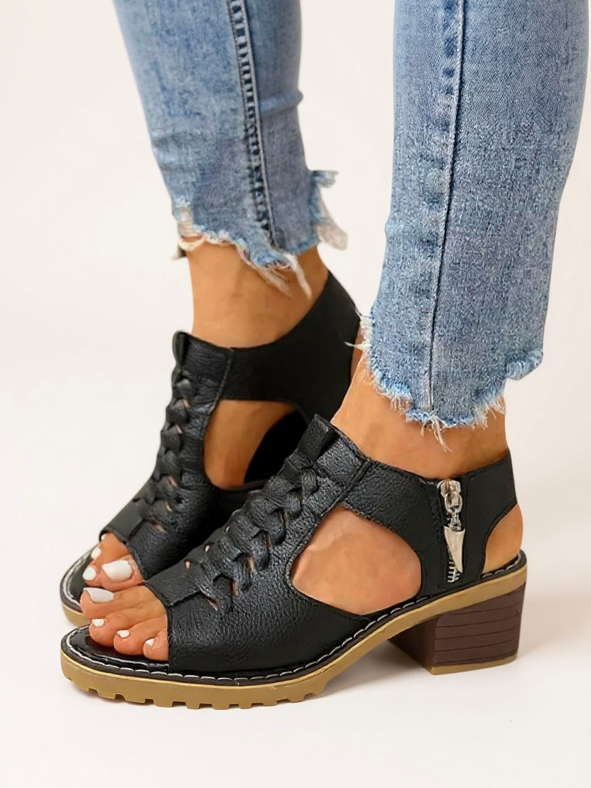 Talia | Women's Stylish Heeled Sandals with Side Zip