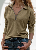 Thalia - Women's Polo Quarter Zip with Collar Detail