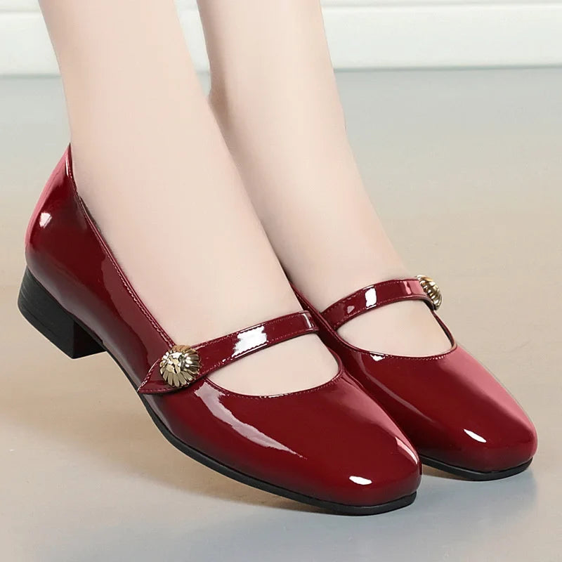 Thea | Women's Classic Patent Mary Janes with Clasp Detail