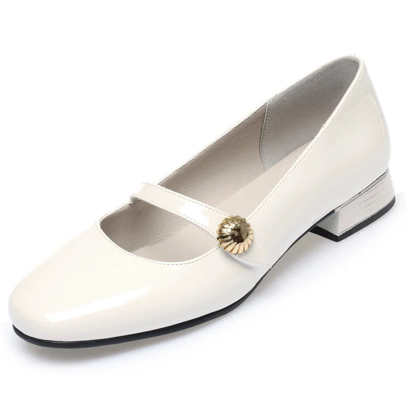 Thea | Women's Classic Patent Mary Janes with Clasp Detail