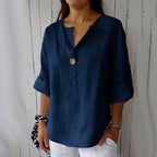 Thea | Women's Relaxed Linen Blouse with Button Detail
