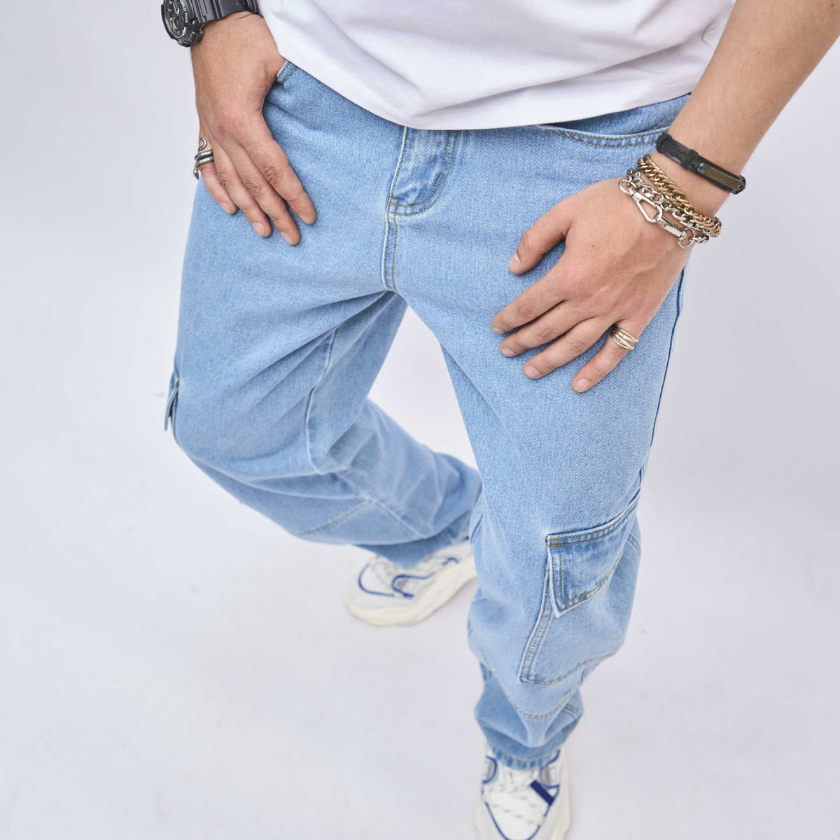 Theo - Men's Relaxed Fit Cargo Jeans