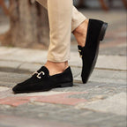 Graham - Men's Classic Faux Suede Loafers with Buckle Detail