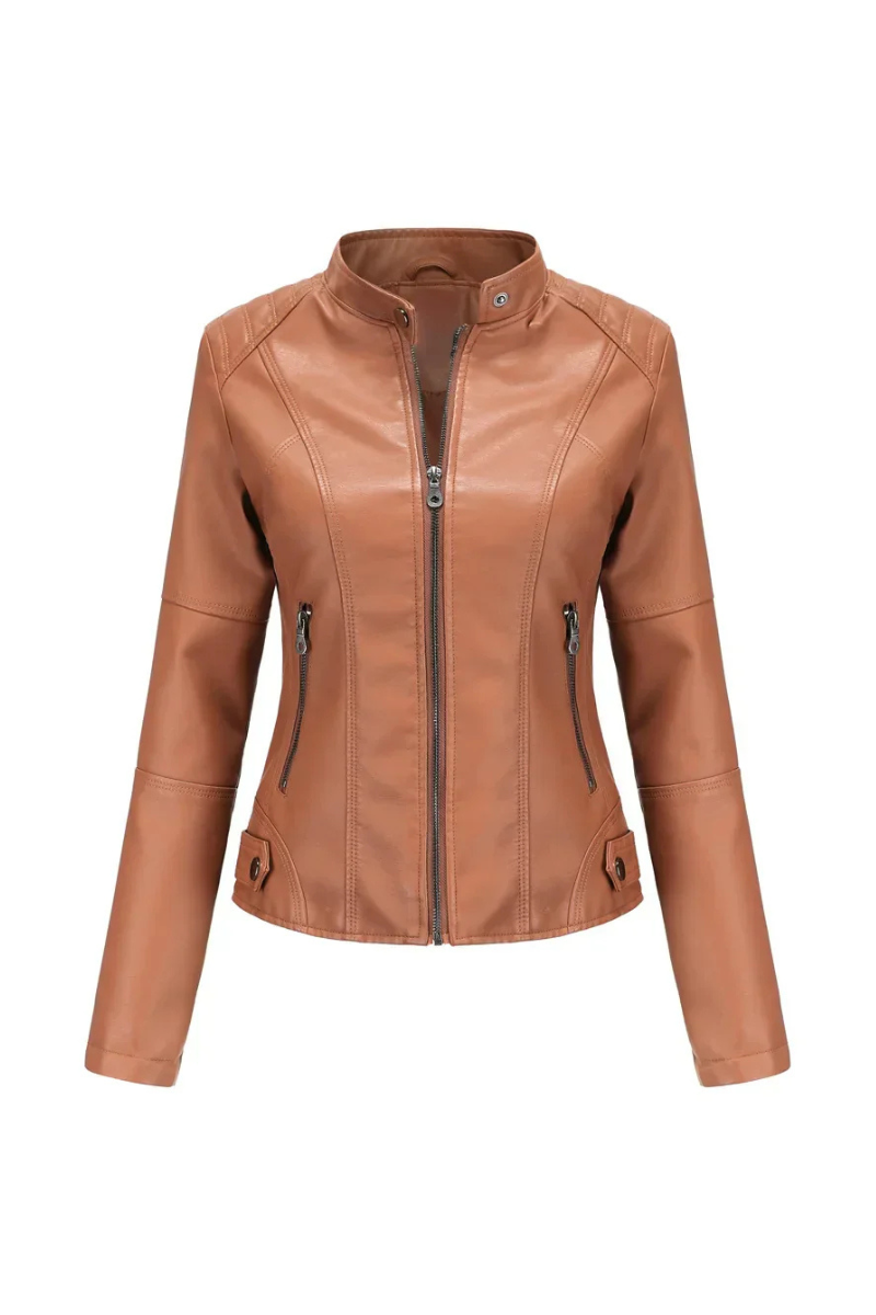Valencia - Women's Chic Red Leather Jacket