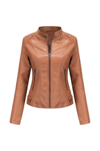 Valencia - Women's Chic Red Leather Jacket