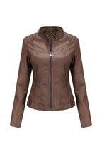 Valencia - Women's Chic Red Leather Jacket
