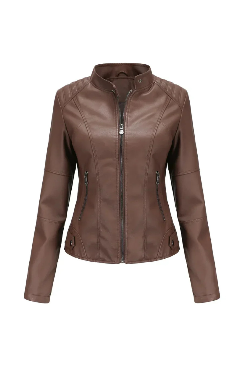 Valencia - Women's Chic Red Leather Jacket