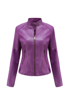 Valencia - Women's Chic Red Leather Jacket