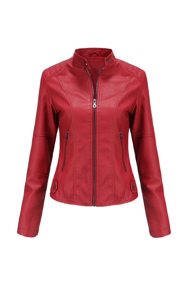 Valencia - Women's Chic Red Leather Jacket
