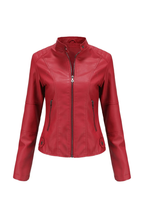 Valencia - Women's Chic Red Leather Jacket