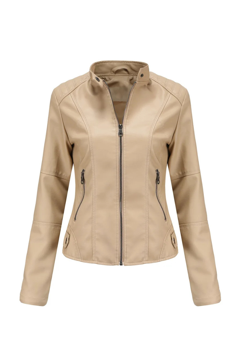 Valencia - Women's Chic Red Leather Jacket