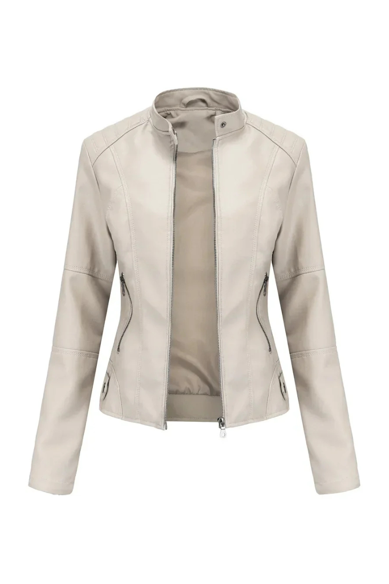 Valencia - Women's Chic Red Leather Jacket