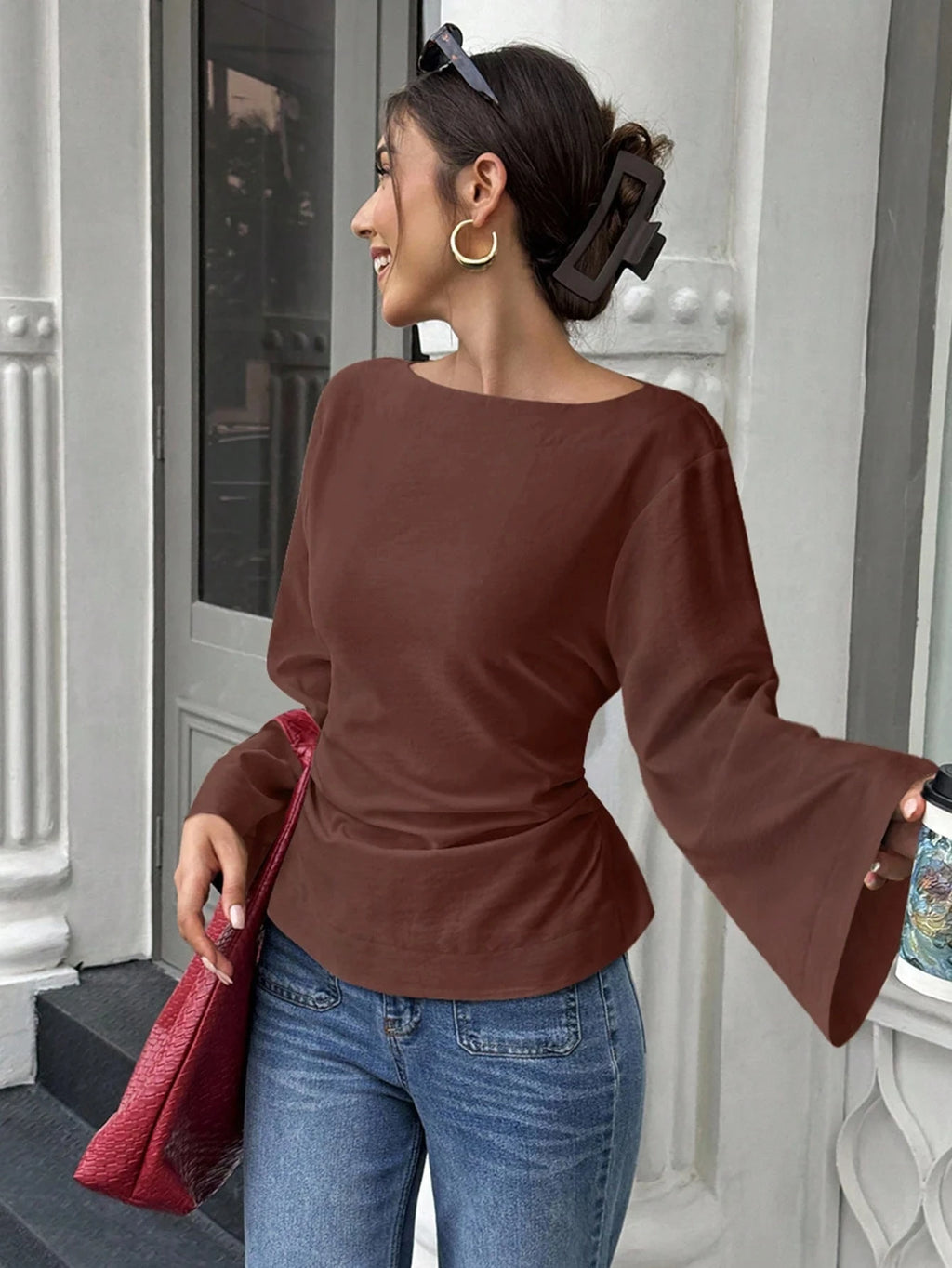 Veda | Women's Elegant Bell Sleeve Going Out Top