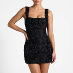 Vespra - Textured Sleeveless Bodycon Mini Dress